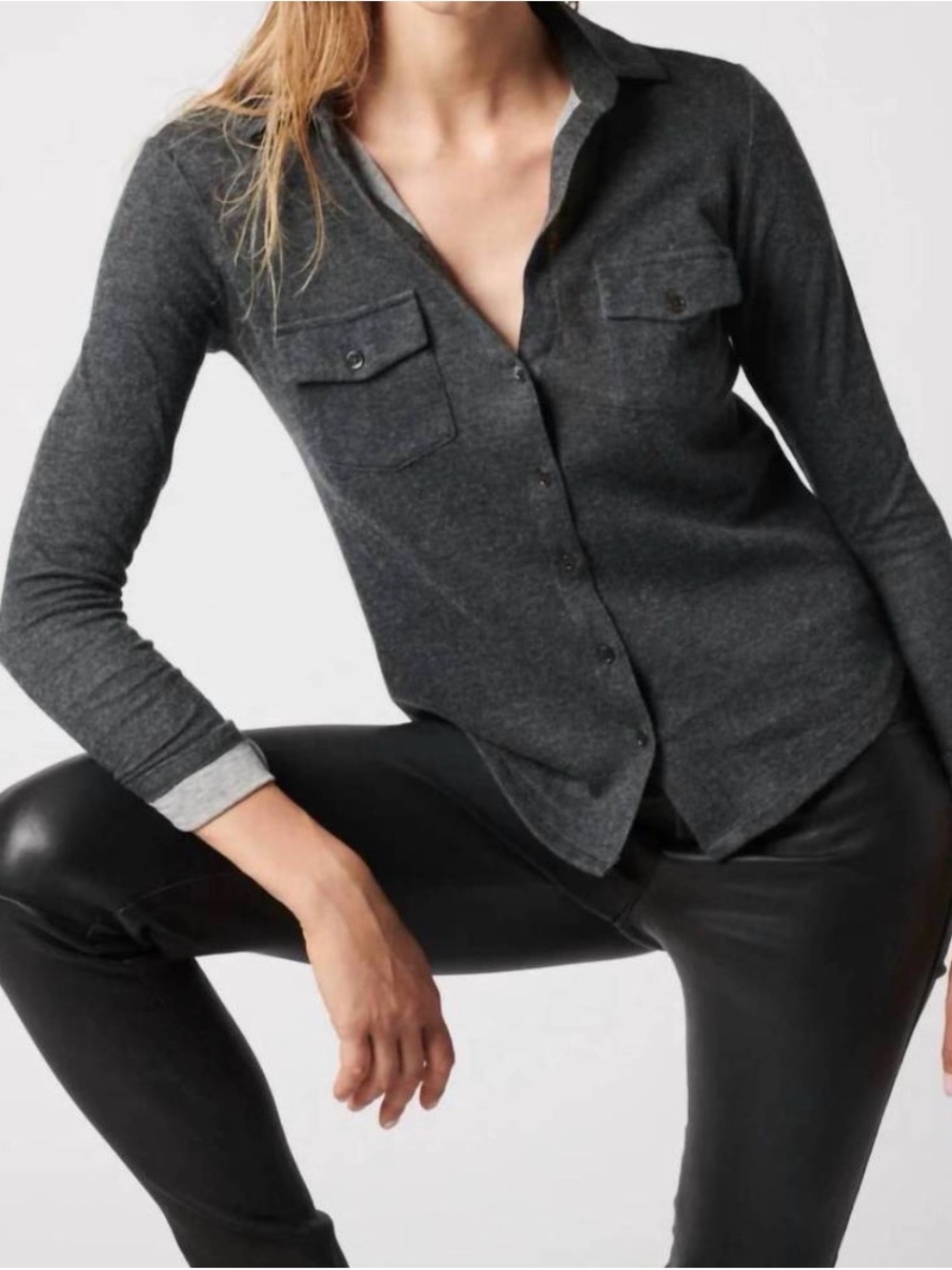 MAJESTIC FILATURES double face top in anthracite Size 3 Large